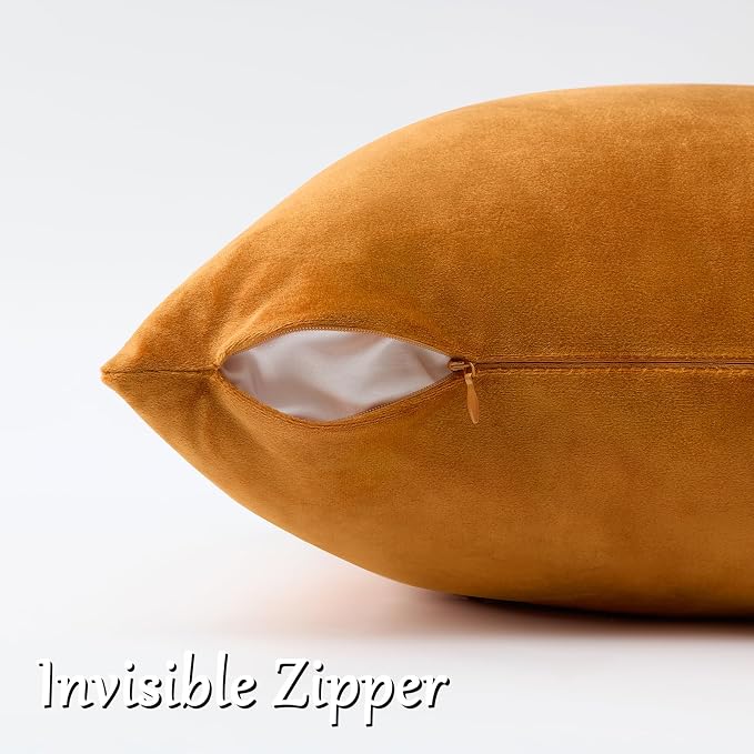 GIGIZAZA Orange Velvet Pillow Covers 26x26 Decorative Pillows Pack of 2 | Throw - Image 4