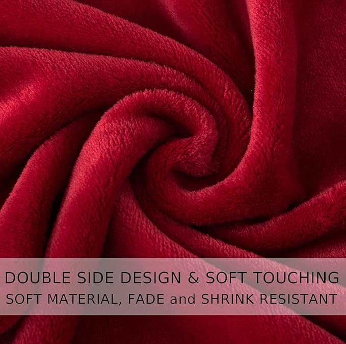 Flannel Fleece King Size Summer Blanket All Season 350GSM Lightweight Throw for The Bed Extra Soft Brush Fabric Winter Warm Sofa Blankets 90" x 108"(Burgundy Red King)