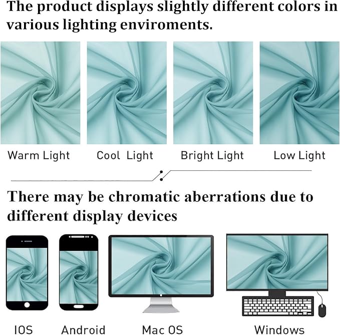 Aqua Sheer Curtains for Living Room 90 Inches Long 2 Pcs, Voile Solid Color - Image 4