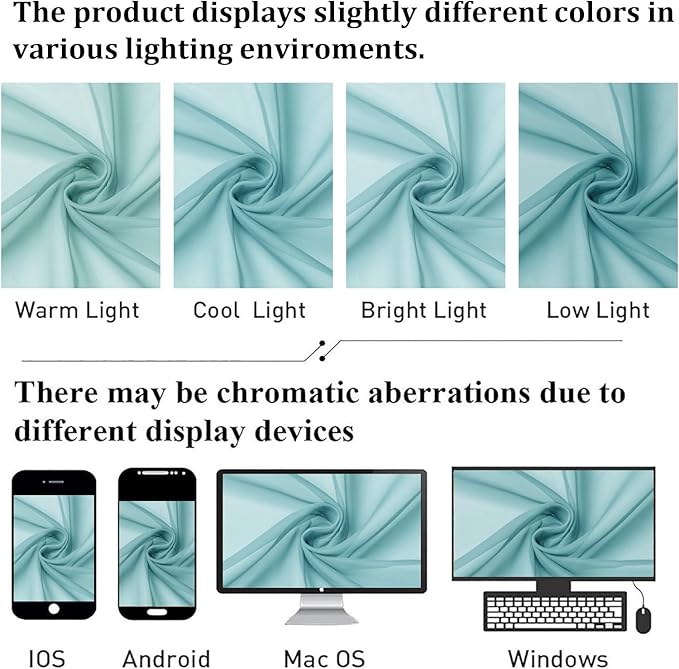 Aqua Sheer Curtains for Bedroom 84 Inches Long 2 Panels, Voile Solid - Image 4