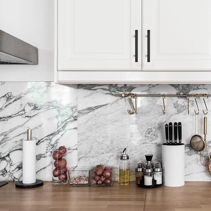 Ravinte Black Cabinet Handles 30 Pack - 4 Inch Matte Square Pulls, Kitchen Hardware 6-3/8 Inch Overall Length, Drawer Pulls