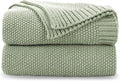 CozeCube Sage Green Seed Stitch Throw Blanket 50"x60", Farmhouse Decor | Blanket by CozeCube