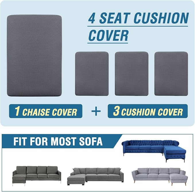 H.VERSAILTEX Sectional Couch Covers 4 Pieces Sofa Seat Cushion Covers L Shape - Image 8