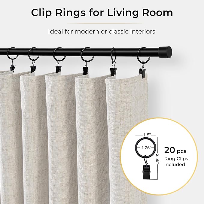 INOVADAY Linen Textured 100% Blackout Sliding Door Curtains 102x96 Beige | 1 - Image 5