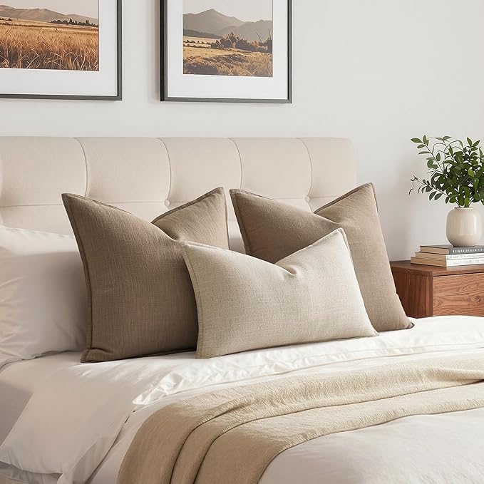 MIULEE Decorative Linen Lumbar Pillow Cover 12x20 Inch Natural Beige | Boho - Image 4