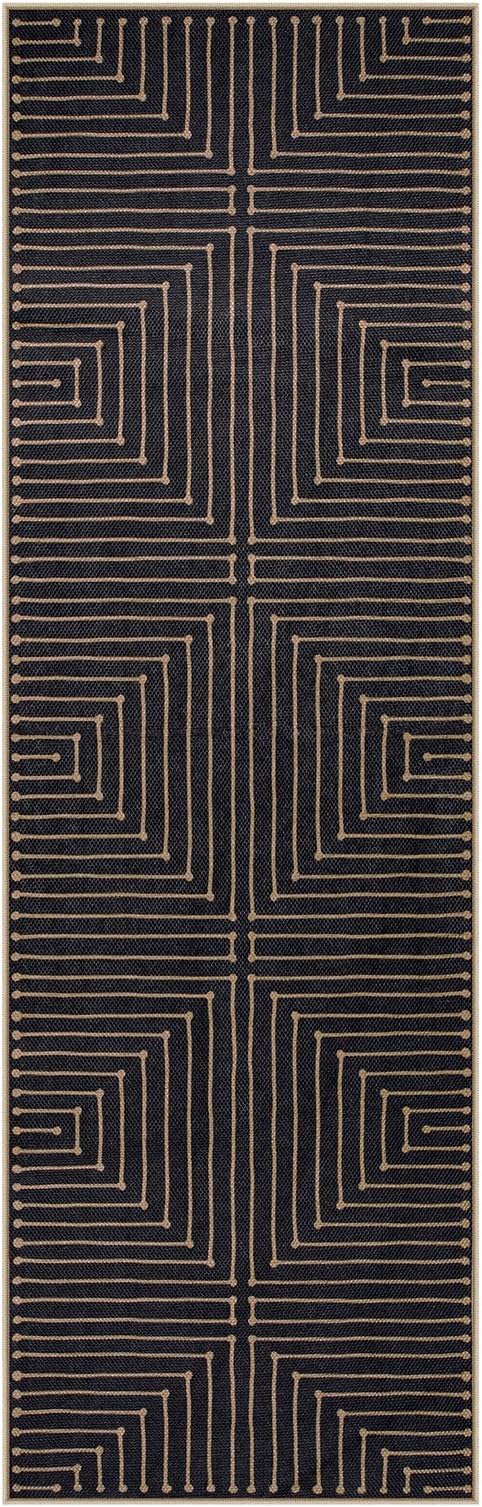 Lahome Black 2x8 Kitchen Runner, Modern Geometric Runner Rug Non Slip | - Image 7