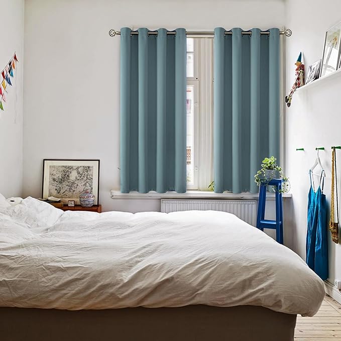 BGment Room Darkening Curtains 54 Inches Long - Grommet Thermal Insulated Drapes Window Treatment Curtains for Bedroom, 2 Panels, 52 x 54 Inch, Stone Blue