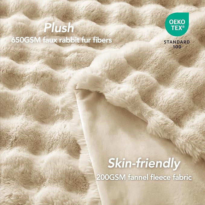 L'AGRATY Faux Rabbit Fur Throw Blanket - Image 4