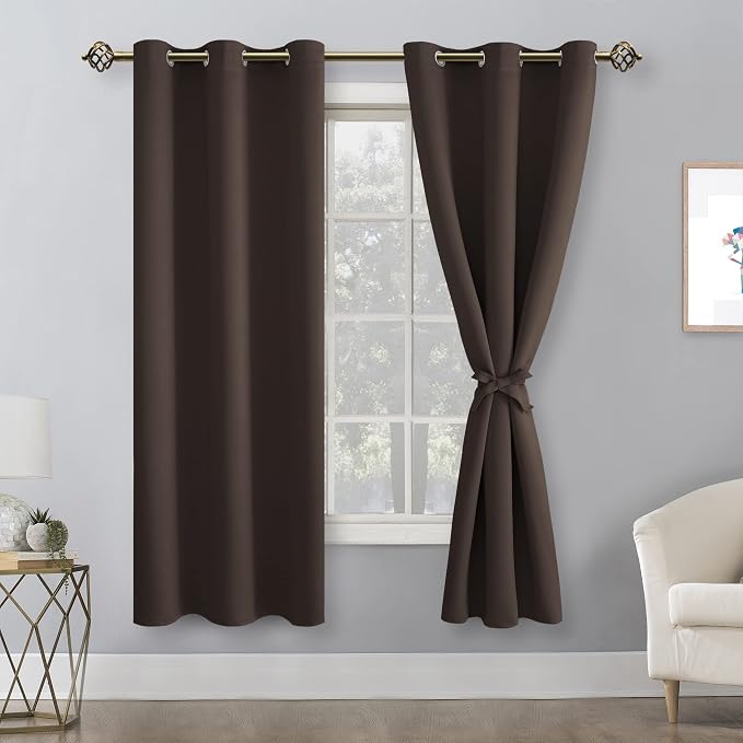 Blackout Curtains for Bedroom 42 x 63 Inches Length Brown 2 Panels | Thermal - Image 8