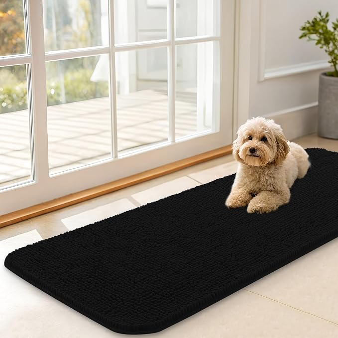 OLANLY Dog Door Mat for Muddy Paws 47x17, Super Absorbent Chenille Mud Mat | by OLANLY