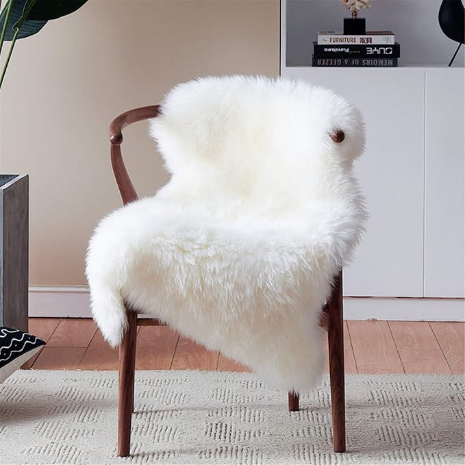 duduta White Faux Fur Throw Rug 2x3 ft, Small Bedside Rug Dorm Chair Cover | by duduta
