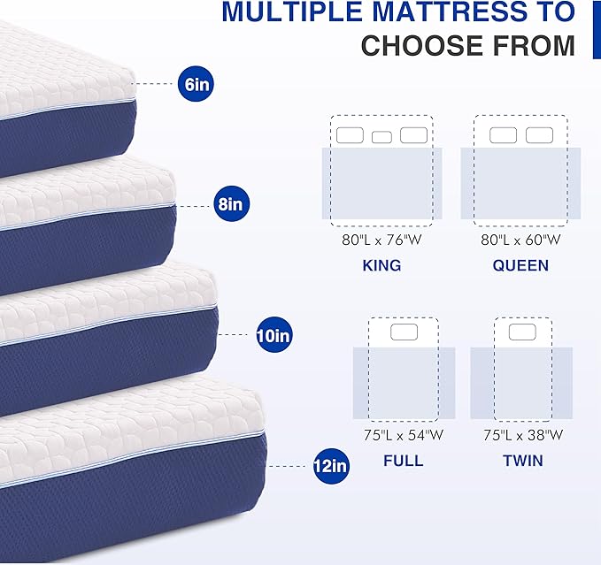 6 Inch TwinXL Size Mattress for Kids, Gel Cooling Memory Foam Mattress in A Box, Medium Firm Feel for Back Pain Relief, CertiPUR US Certified