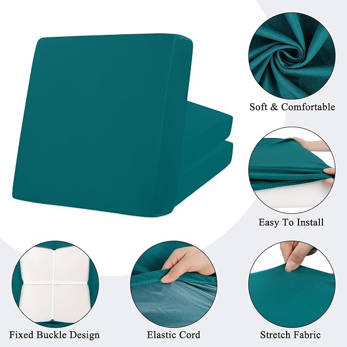 HEBE Outdoor Cushion Covers 12 Pcs, Stretch Patio Sofa Couch Cushion Cover | - Image 2