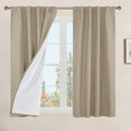 Natural 100% Blackout Linen Bedroom Curtains 54 Inches 2 Panels | Linen Textured by LAMIT