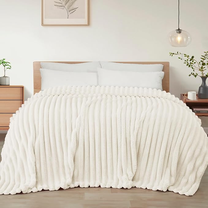 Exclusivo Mezcla Striped California King Size Fleece Blanket by ExclusivoMezcla