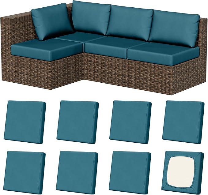 8Pcs Outdoor Cushion Covers, Stretch Patio Furniture Couch Chair Slipcovers | by VORSHAPE