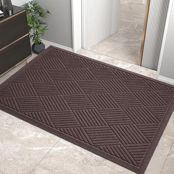 Sturdy Front Door Mat, Absorbent Muddy Dirt Resist Welcome Door Mats Outdoor by HIYARD