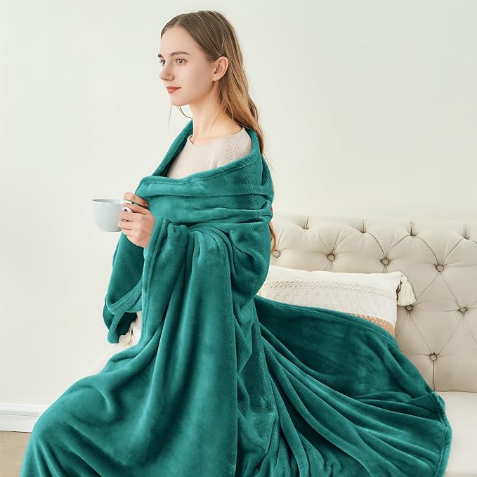 BEDELITE Fleece Blanket Soft Plush Twin Size Blanket Emerald Green 60"x80" | - Image 4