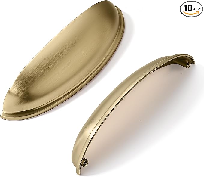 khtumeware 10 Pack 3-3/4" Drawer Pulls Champagne Bronze Cabinet Cup Pulls Kitchen Hardware Cabinet Handles Drawer Handles Knobs 3-3/4 inch Hole Center