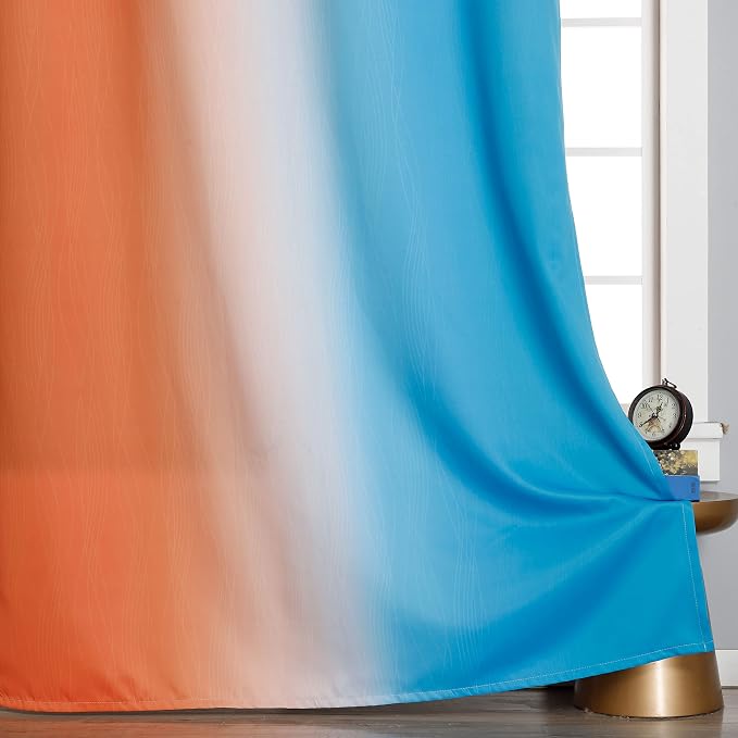 Ombre Orange and Blue Blackout Curtains 52Wx63L Inch Long | Gradient Curtains - Image 6