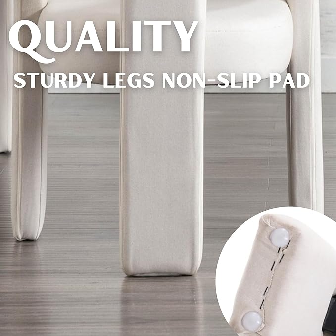 Modern Barrel Dining Chairs Set of 4, Linen Upholstered Accent Side Chair with Arms Comfy Makeup Vanity Chairs, Dining Living Room Kitchen Chairs, Beige