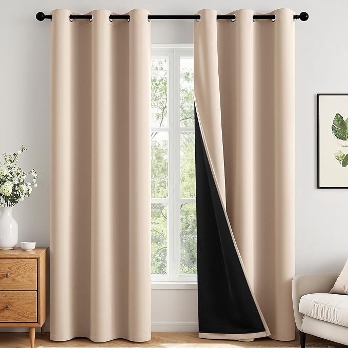 MIULEE Beige 100% Blackout Curtains by MIULEE
