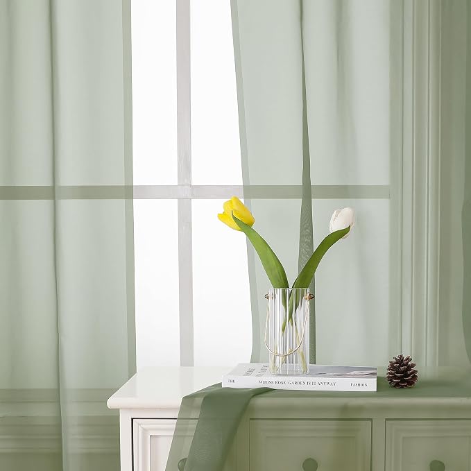 Sheer Curtain Panels Set 96" Inches Long, Solid Voile Light Filtering Airy - Image 8
