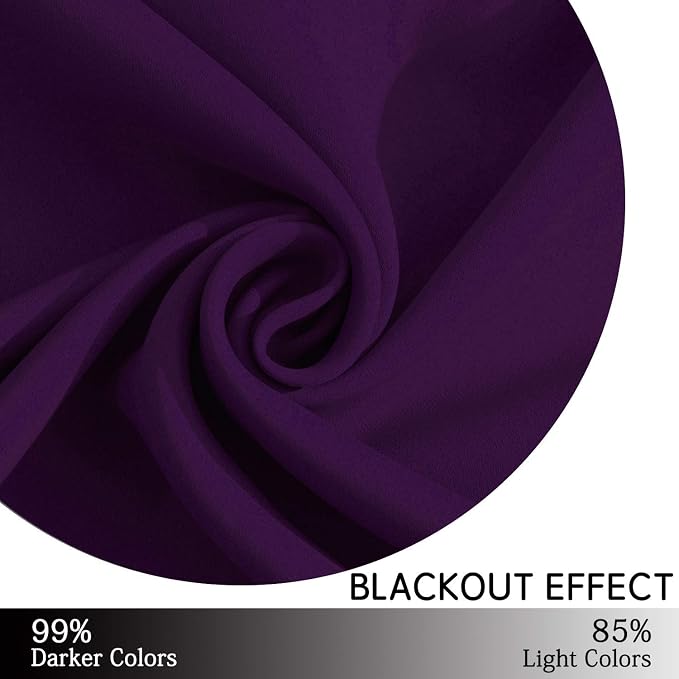 Yakamok Room Darkening Curtains 52x45 inch Length Purple-Living Room | 2 panels - Image 5