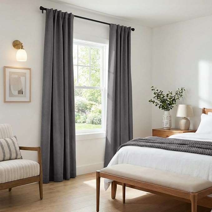 INOVADAY 100% Blackout Curtains 96 Inches Length 2 Panels Set, Back Tab/Rod - Image 5