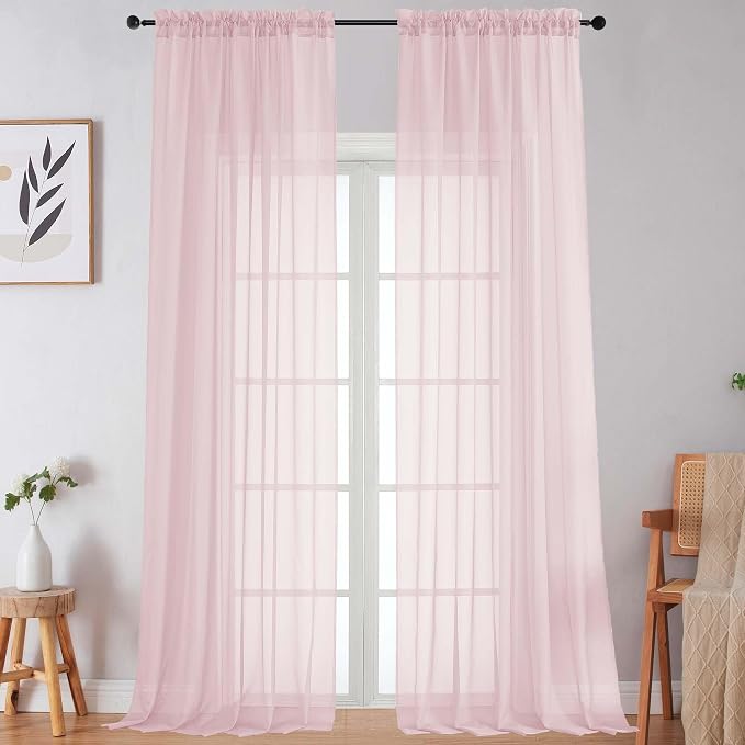 Extra Long Blush Sheer Curtains by WelvetBLK