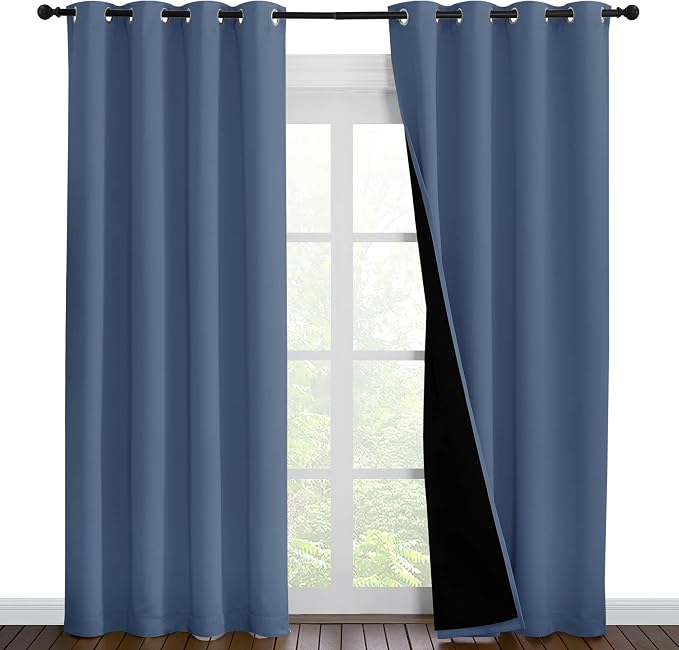 NICETOWN 100% Blackout Curtains 86 inches Long, Pair of Energy Smart & Noise by NICETOWN