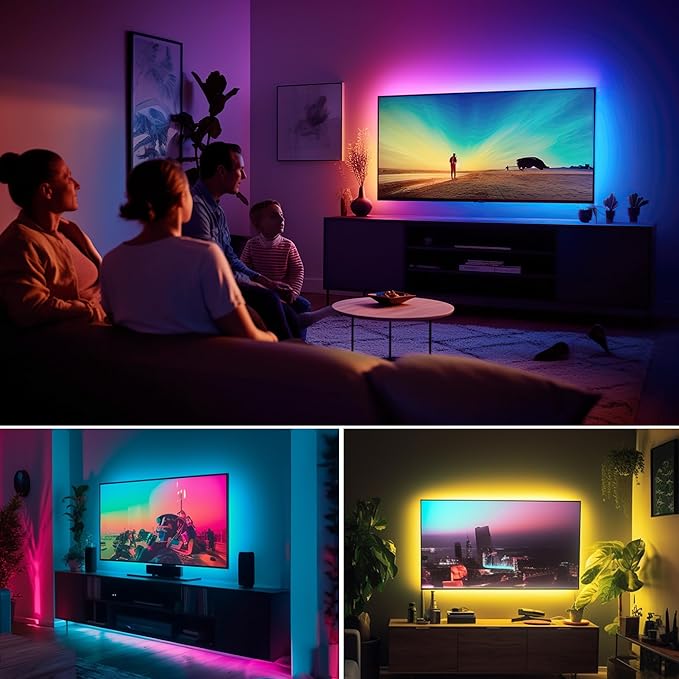 maylit ICRGB TV LED Backlight, 16.4ft Bluetooth LED Lights for TV 65-75in, USB Powered TV Lights Kit with Remote and App Control, Music Sync, Color Change with TV Sound, Bias Lighting for HDTV