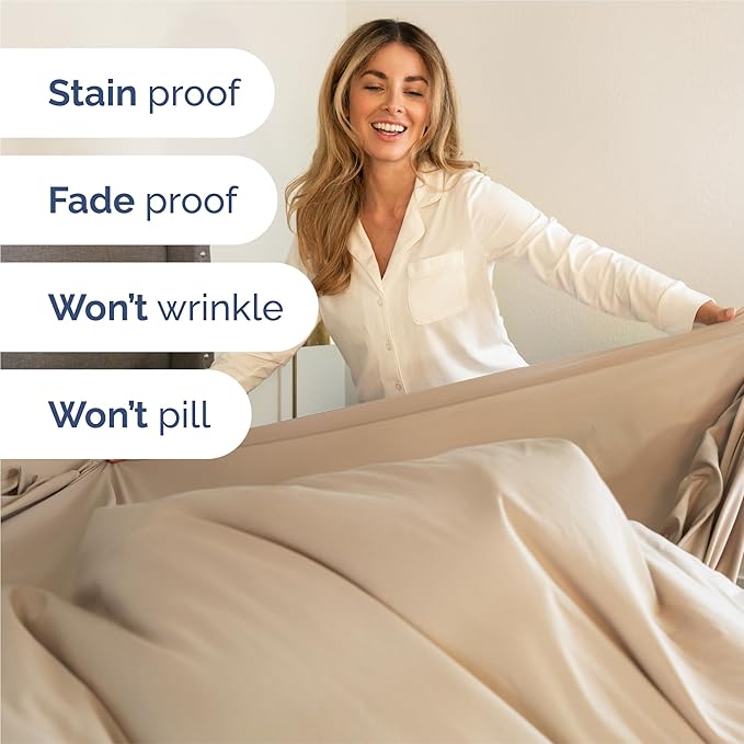 King Sheets Set 6 Piece - Bed Sheets King Size - Soft Hotel Luxury Bedding - Cooling, Comfy & Breathable - 1 Flat & 1 Fitted & 4 Pillowcases with Deep Pockets - Wrinkle Resistant & Fade Free - Cream
