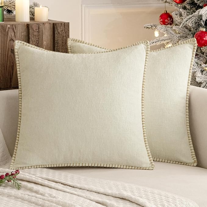 MIULEE Decorative Couch Throw Pillow Covers 20x20 Inch Cream White 2 Pack | - Image 9