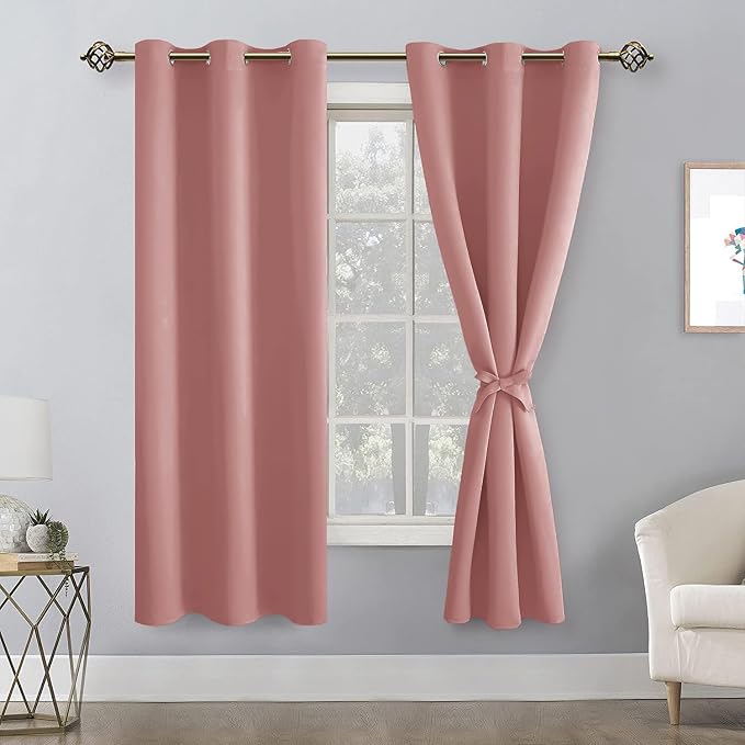 Room Darkening Curtains for Bedroom 2 Panels Dusty Rose 42x63 Inch | Thermal - Image 8