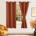 Fall Blackout Curtains for Bedroom 38 x 72 Inch Burnt Ochre 2 Panel | Thermal by Hiasan