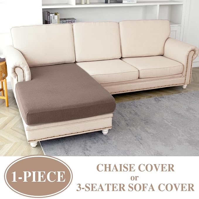LA MEACK Couch Cushion Cover Chaise Lounge Cover Washable Separate Seat Chaise - Image 2