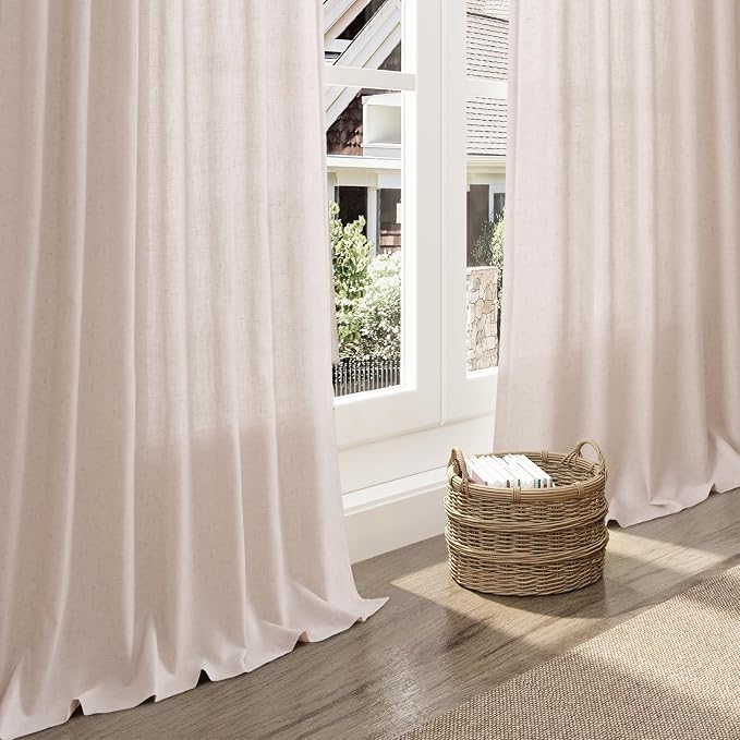 Natural White Linen Curtains 108 Inches Long - Image 5
