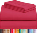 LuxClub 4 PC Sheet Set Bed Sheets Deep Pockets 16" Eco Friendly Wrinkle Free Cooling Machine Washable Hotel Bedding Silky Soft - Red California King