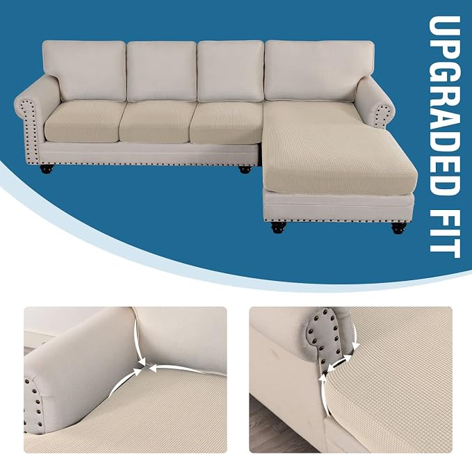 H.VERSAILTEX Sectional Couch Covers 4 Pieces Sofa Seat Cushion Covers L Shape - Image 7