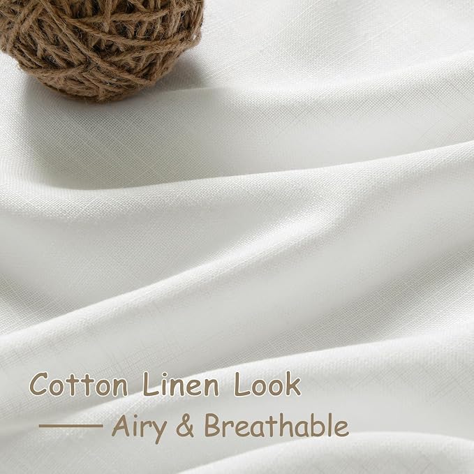 Off White Linen Curtains 84 Inch Length 2 Panels Set - Image 5