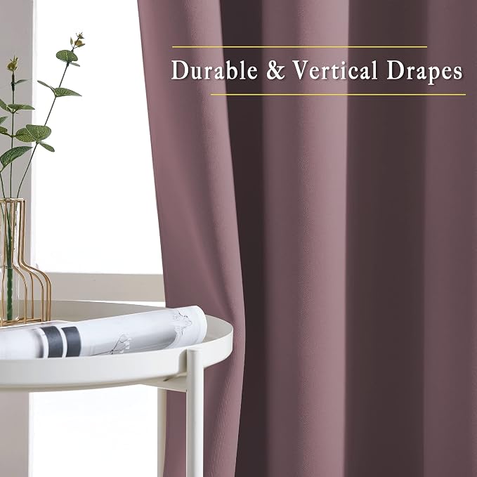 NICETOWN Blackout Dry Rose Curtains 48 inch Length - Image 5