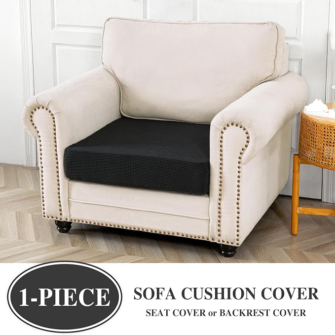 LA MEACK Couch Cushion Cover Seat Cushion Cover Stretch Armchair Cover Separate - Image 2