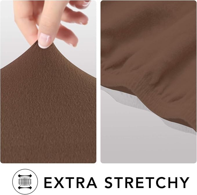 PureFit Stretch Couch Covers for Sofa 4 Seater Slipcovers Brown | 1-Piece Sofa - Image 4