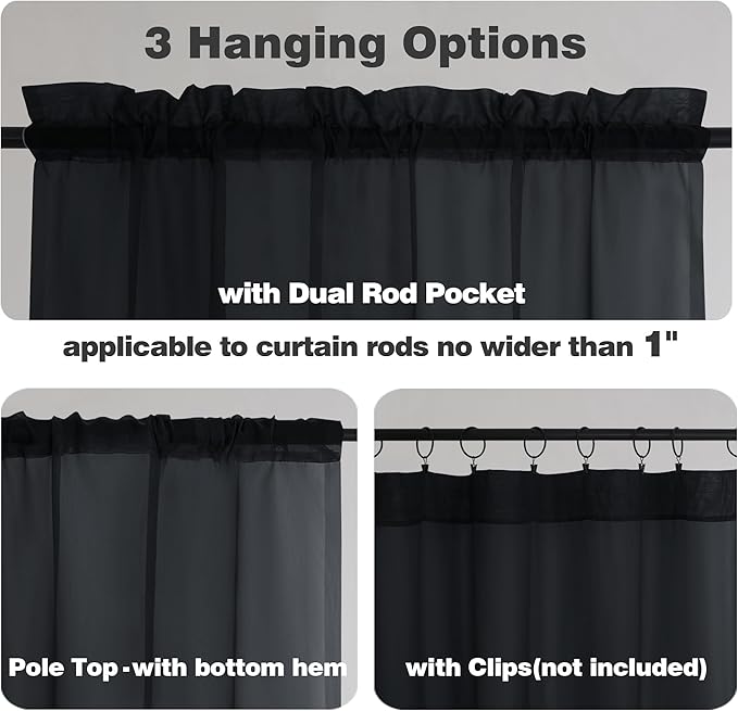 Chyhomenyc Sheer Curtains 63 Inch Length 2 Panels, Soft Airy, Rod Pocket - Image 2