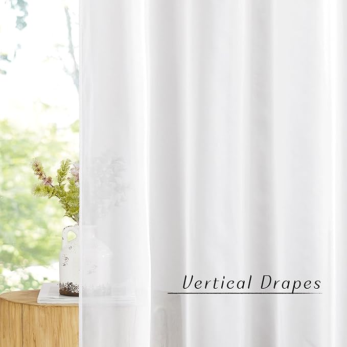 NICETOWN Sheer Curtains for Windows - Grommet Top Ivory Voile Window Treatment Drape Panels for Nursery/Small Window, 2-Pack, W54 x L45