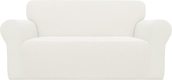 Easy-Going Stretch Loveseat Couch Covers Washable Cream | 1-Piece Loveseat by Easy-Going