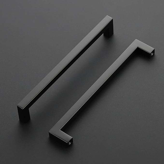 Ravinte 1 Pack Black Cabinet Pulls 8 Inch Square Kitchen Cabinet Handles Matte Black Kitchen Hardware for Drawer Pulls Drawer Handles Come with Screwdriver