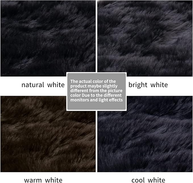 SERISSA 3x5 Fluffy Black Faux Fur Area Rug - Image 6