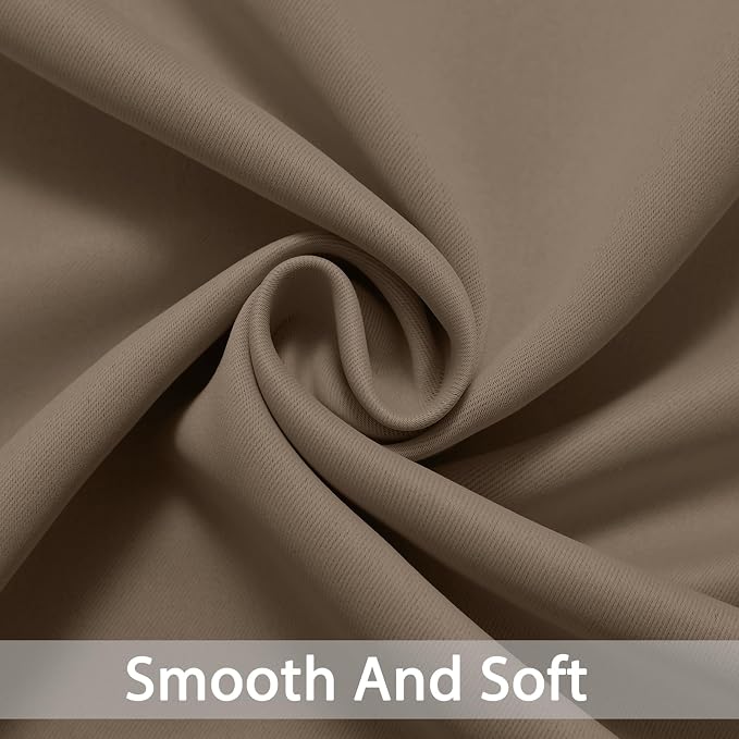 Yakamok Room Darkening Curtains 52x63 inch Length Khaki-Living Room | 2 panels - Image 5